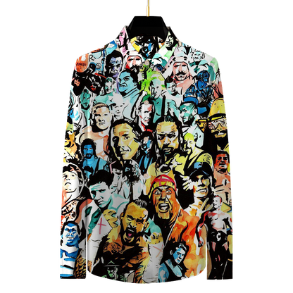 Wrestling Character Collage Art Long Sleeve Shirt