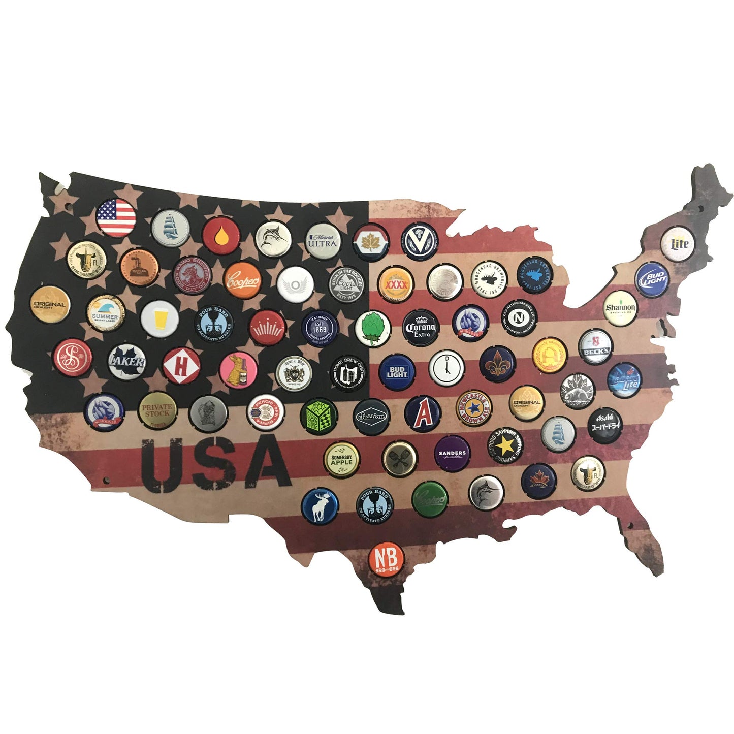 Independence Day Presale-Original USA Beer Cap Map