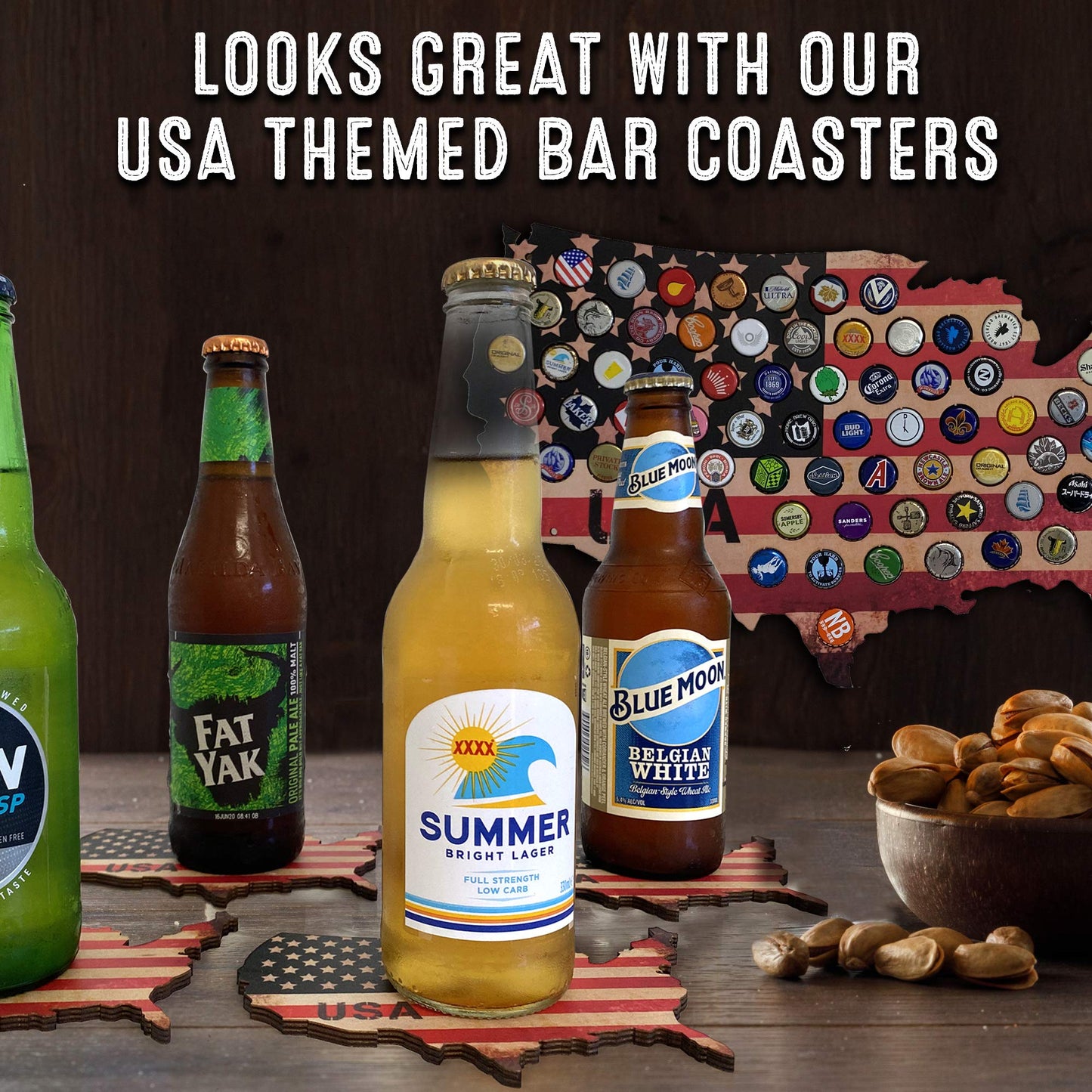 Independence Day Presale-Original USA Beer Cap Map